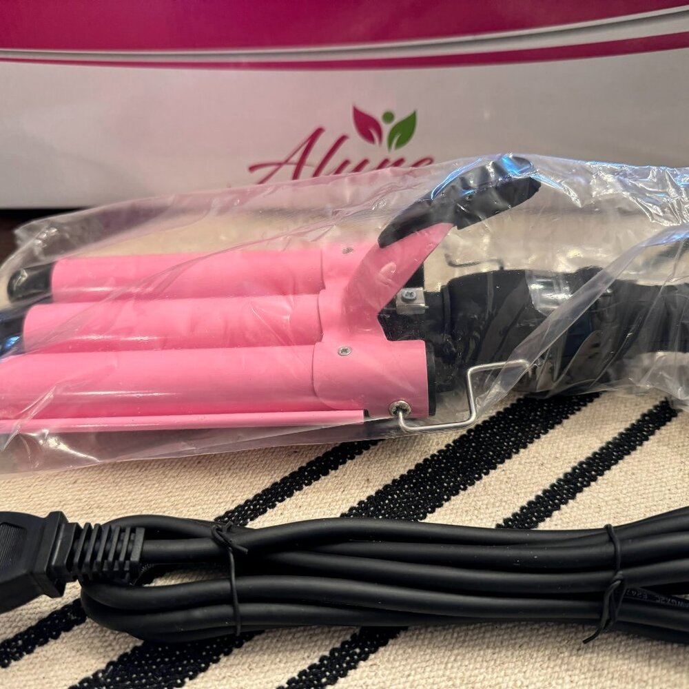 Alure Three Barrel Curling Iron Wand with LCD Temperature Display - 1 Inch Ceram